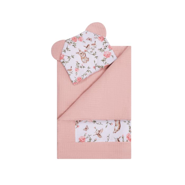 Komplet pościeli królik biały wafel róż - BOCIOLAND