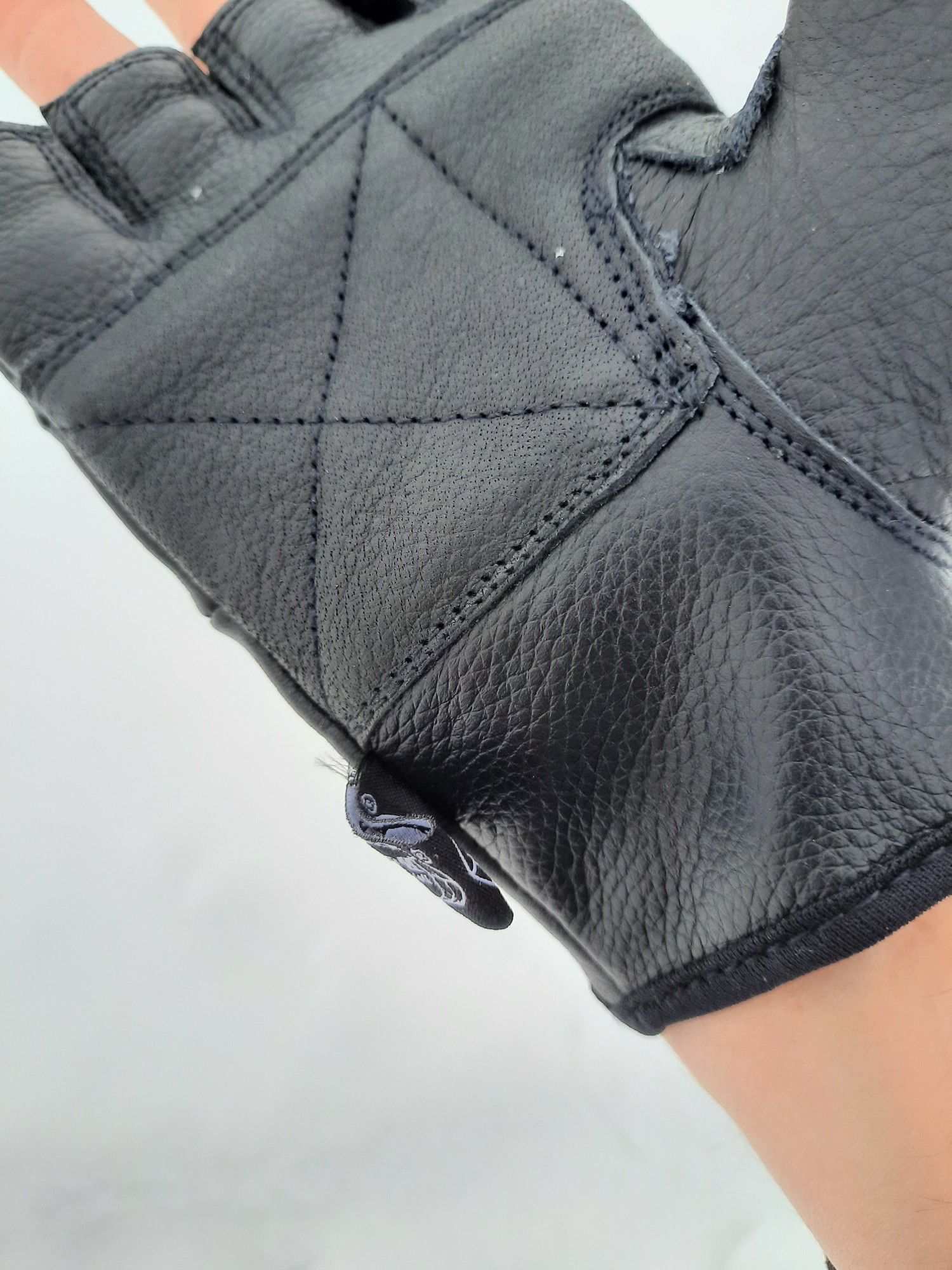 Skórzane rękawiczki bez palców Deluxe czarne L