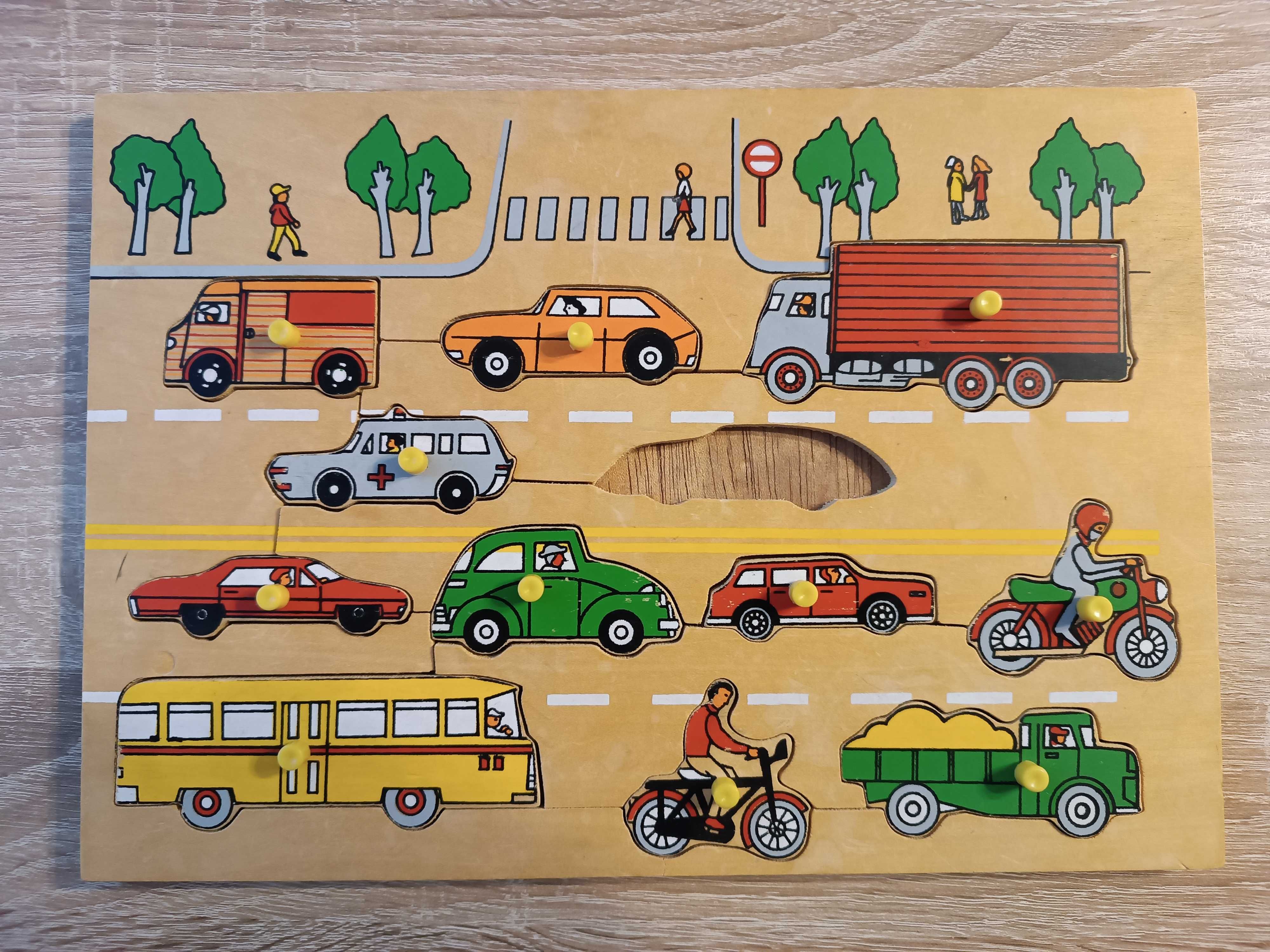 Puzzle drewniane układanka drewniana samochody