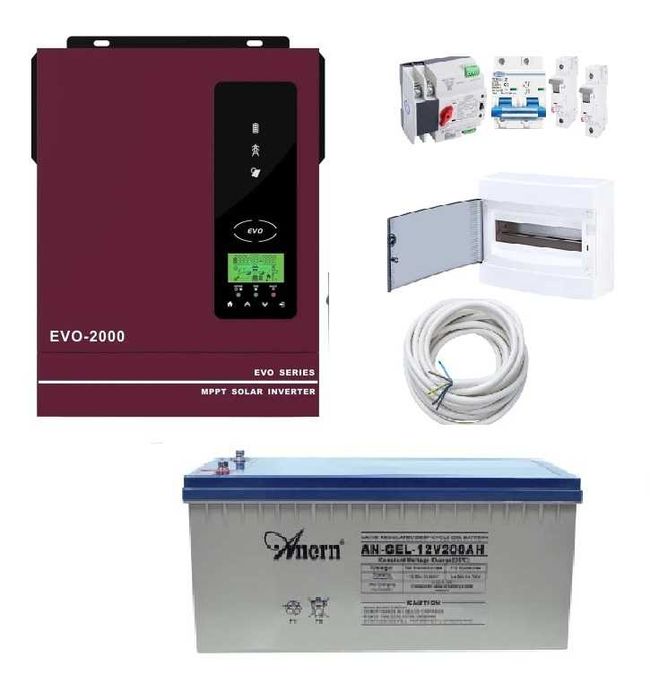 ‼️ Комплект ДБЖ 2kW інв 2,2кВт + батарея 2,48кВт/г Резервне живлення