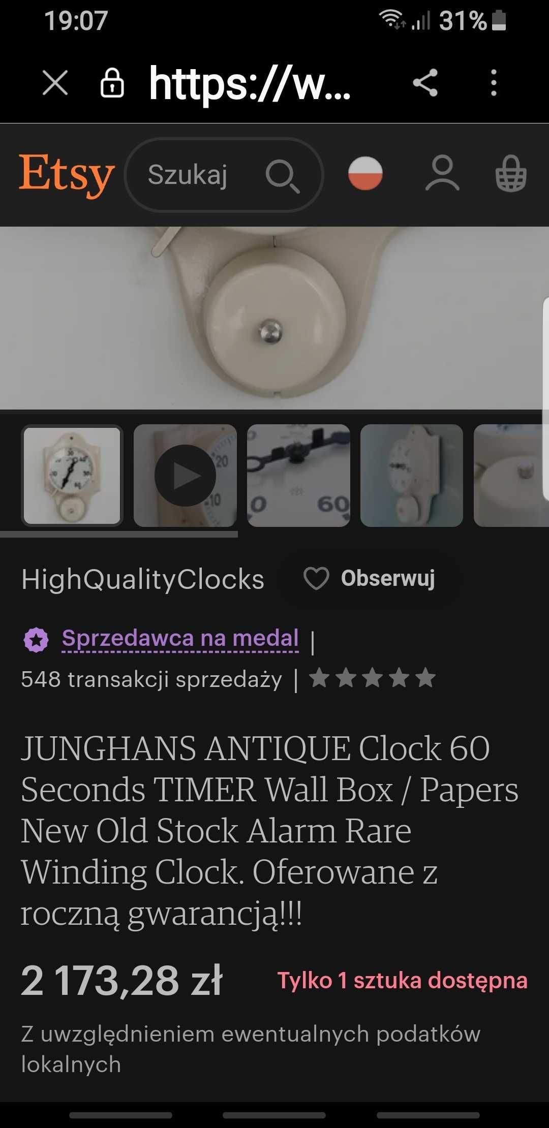 Unikat-Junghans zegar 60 sek. z alarmem