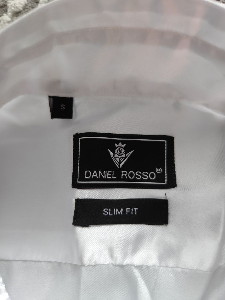 Satynowa koszula biała długi rękaw Daniel Rosso slim fit S