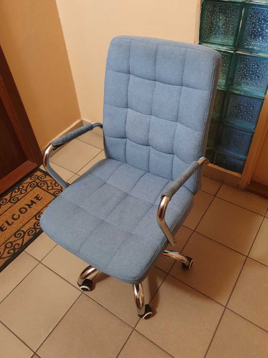 Krzesło fotel na kółkach komputerowy do biurka niebieski KRAKÓW