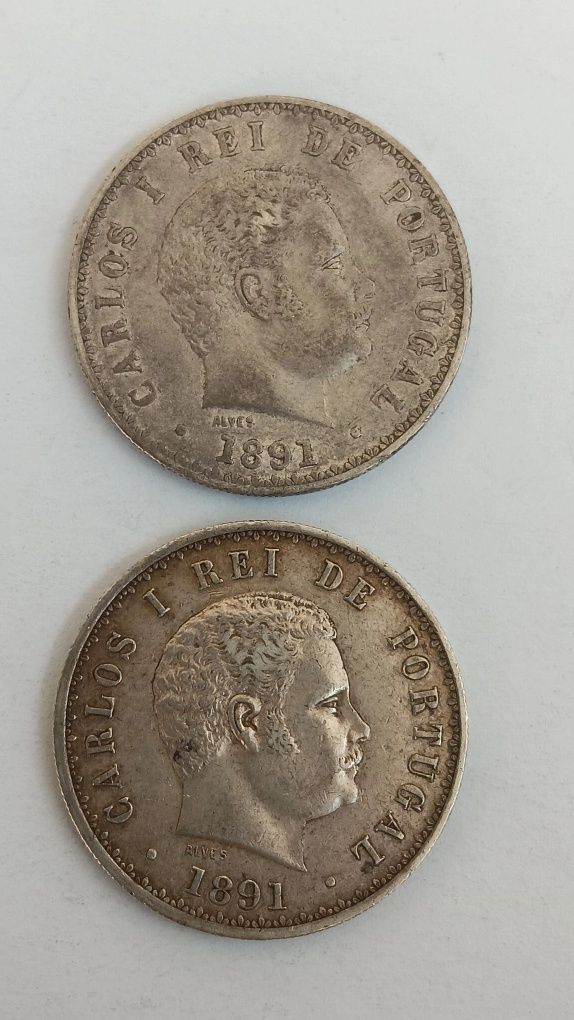 Moedas prata 916,6. De D. Carlos l de 500 réis