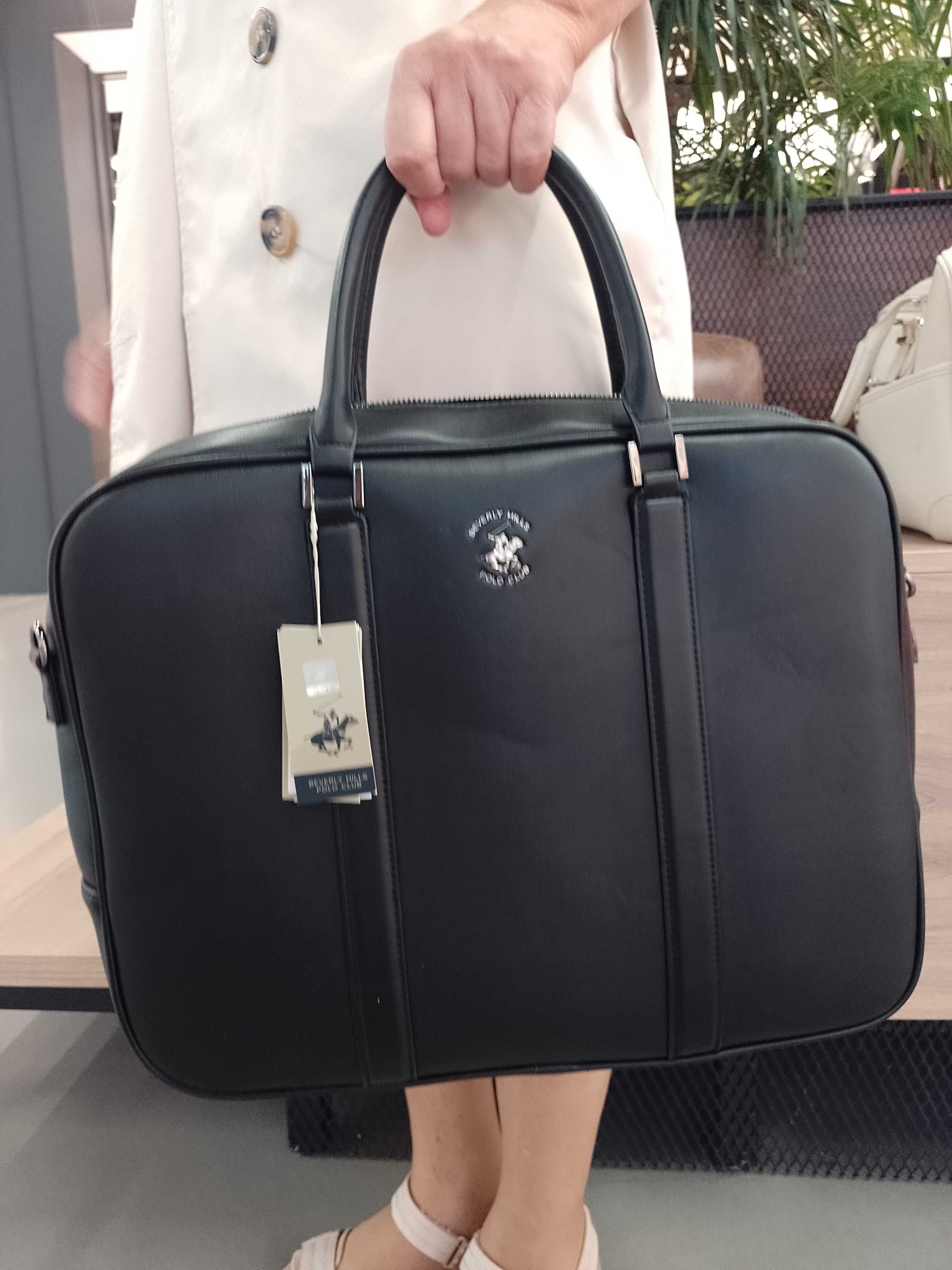 Beverly Hills Polo Club/ Czarna teczka, torba na laptopa, NOWA