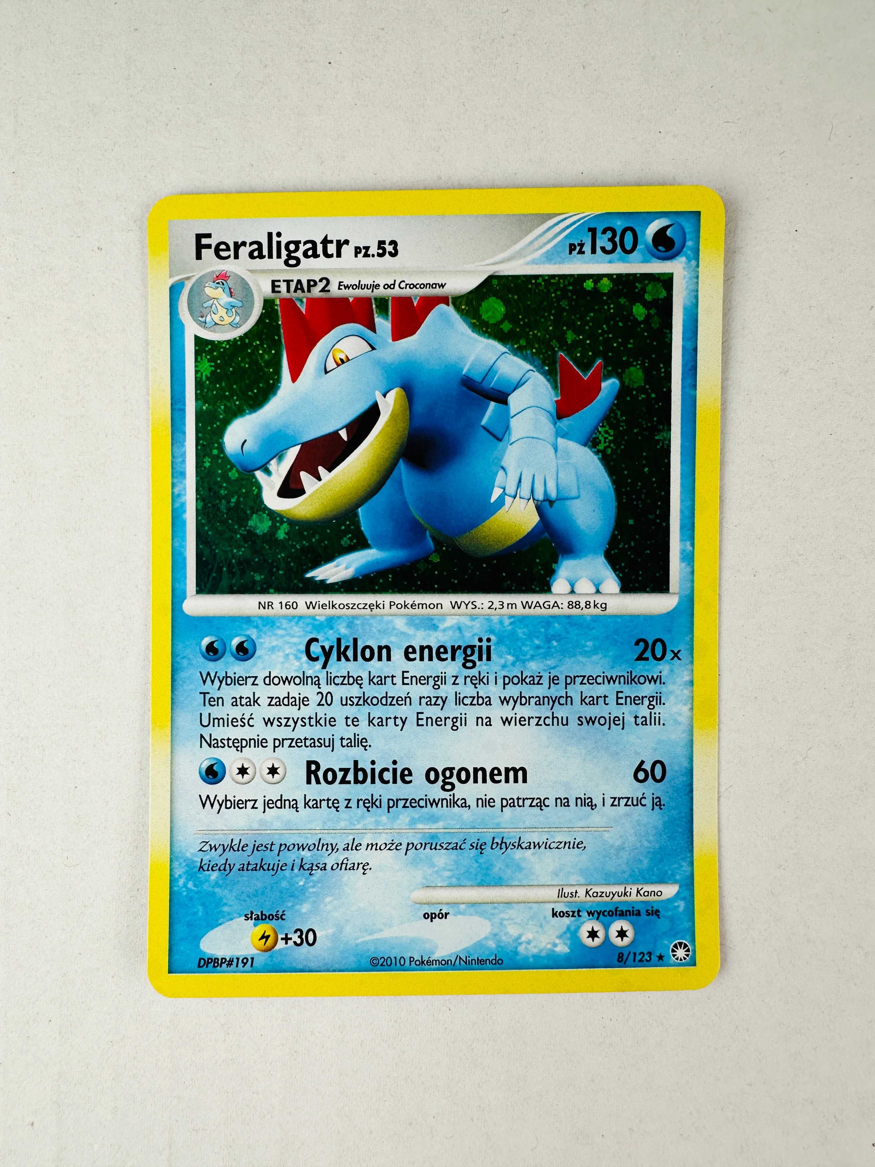 Feraligatr Holo 8/123 Karta Pokemon Diament i Perła Tajemne Skarby