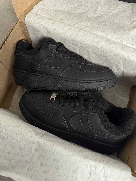 Nike Air Force Low Black Winter, форси чорні зима, форс Черные зима