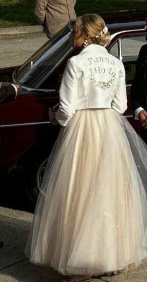 Bolerko / kurtka ślubna z napisem Panna Młoda