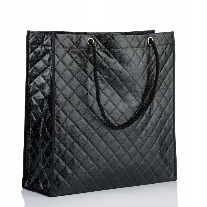 Monnari pakowna torba damska na zakupy shopperka czarna materiałowa!!