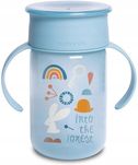 kubek 360 kolekcja forest niebieski dla dziecka z uchwytem 340ml