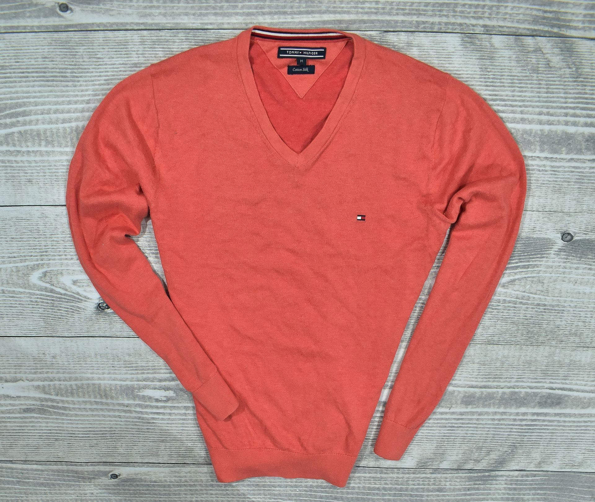 TOMMY HILFIGER Silk Cotton Sweter Męski Jedwab / M