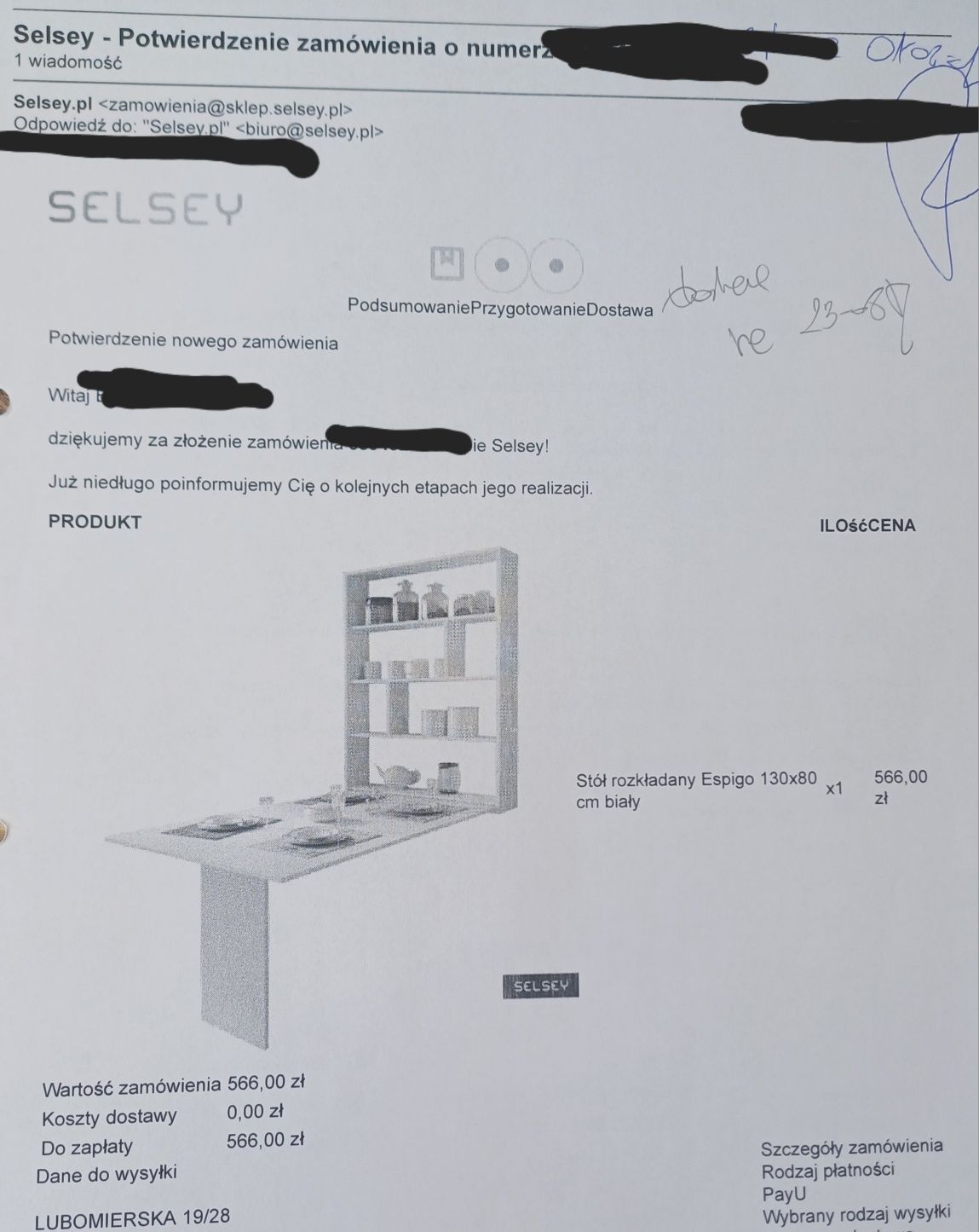 Stół/biurko rozkładany Espigo 120x80 wiszący biały