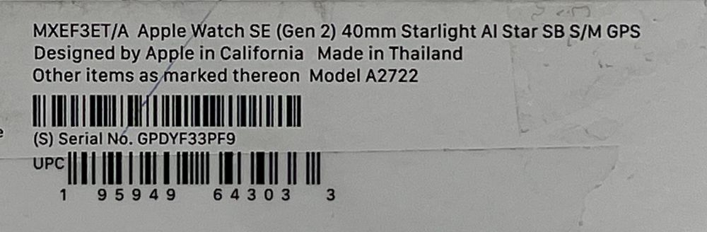 OUTLET Apple Watch SE 2gen 40mm FV23% Księżycowa poświata S/M 100%