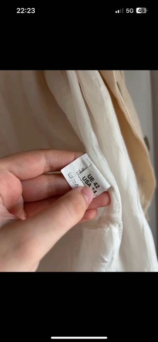 żakiet marynarka damska kremowa błyszcząca 42 XL