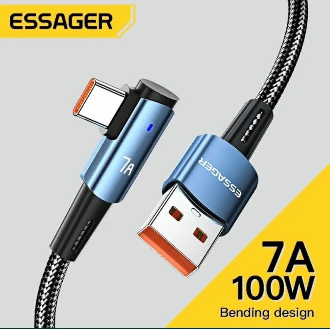 Кабель Essager Type C to USB 90° 100W 2 метра