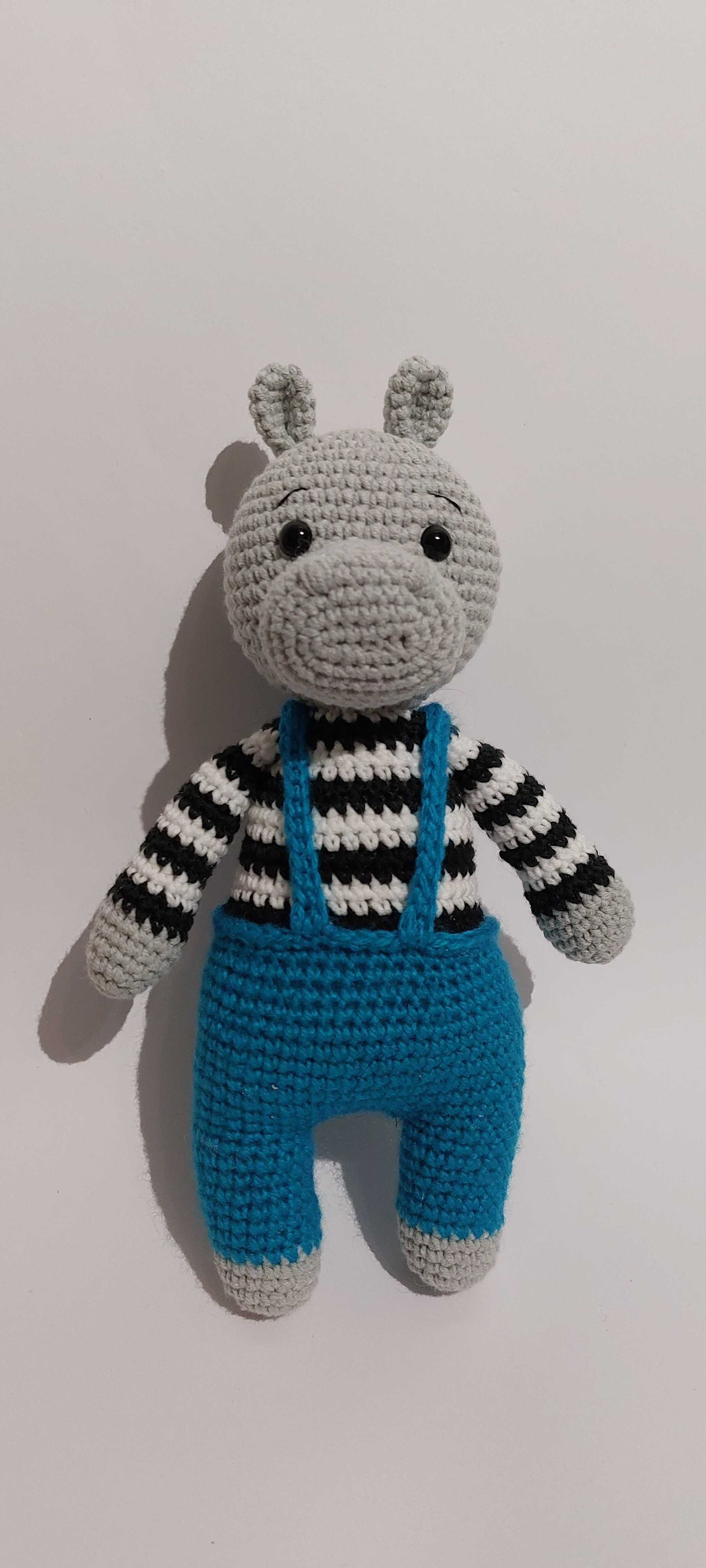 Hipopotam szydełkowa maskotka wykonana ręcznie Handmade  25 cm