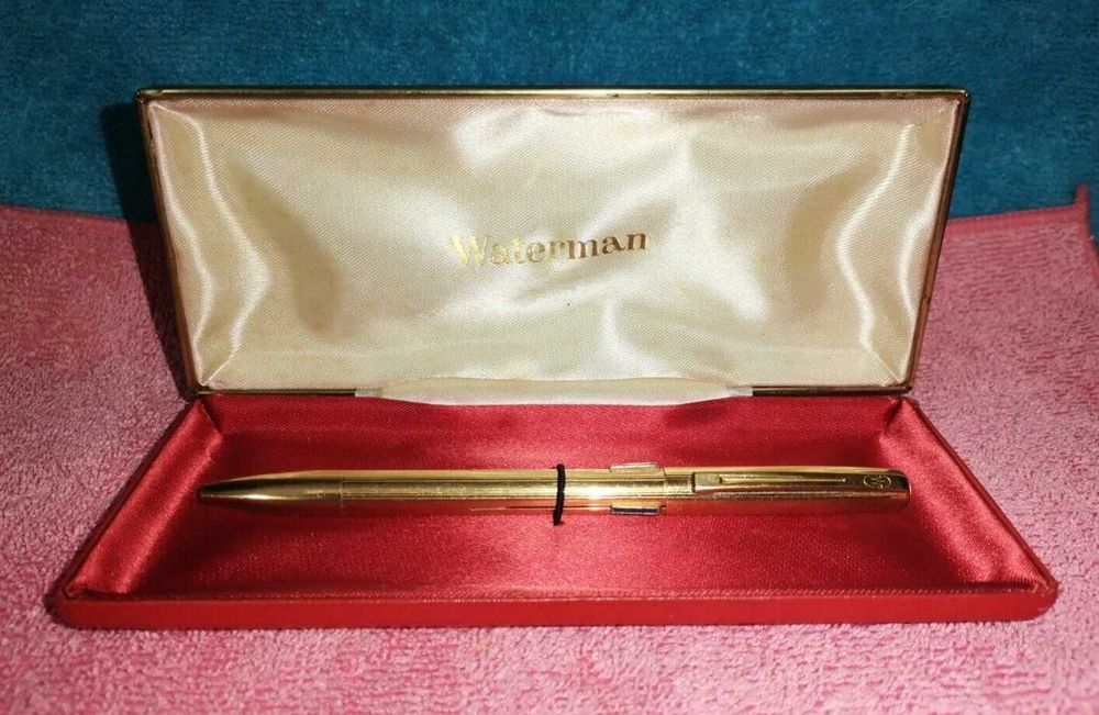 Caneta esferográfica "Waterman" latão banhado a ouro (para 3 cores)