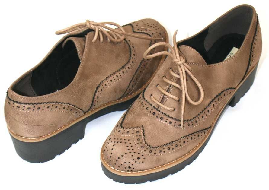 Półbuty damskie sznurowane trzewiki buty oksfordy klasyczne 37