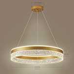 KSIBNW Lampa wisząca do salonu, złoty żyrandol LED