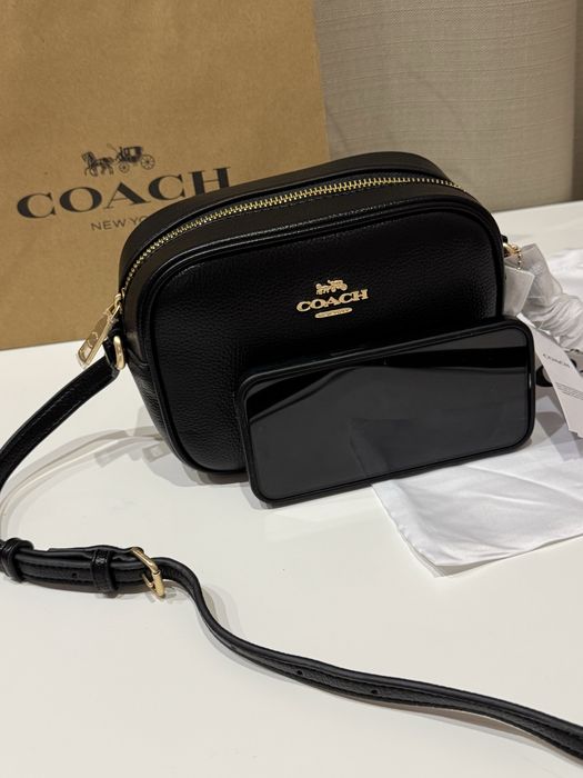 Сумка кросбоді Coach чорна шкіряна через плече crossbody сумочка mini