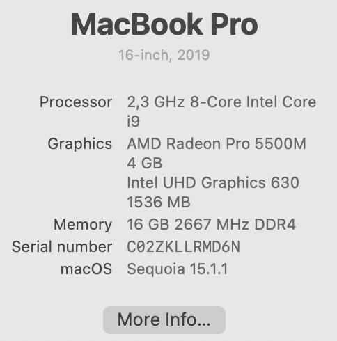 MacBook Pro 16 2019p Intel® i9 1Tb SSD 16gb RAM