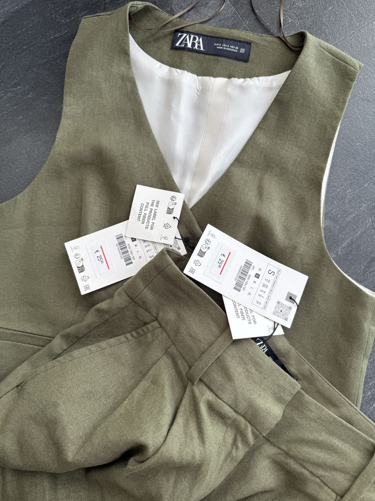 Костюм zara льон шорти жилетка