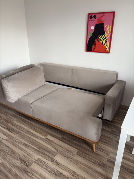 beżowa kanapa rozkładana z Agata Meble