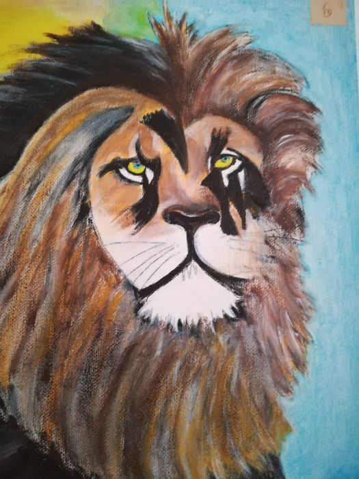 Tela pintado à mão Leão