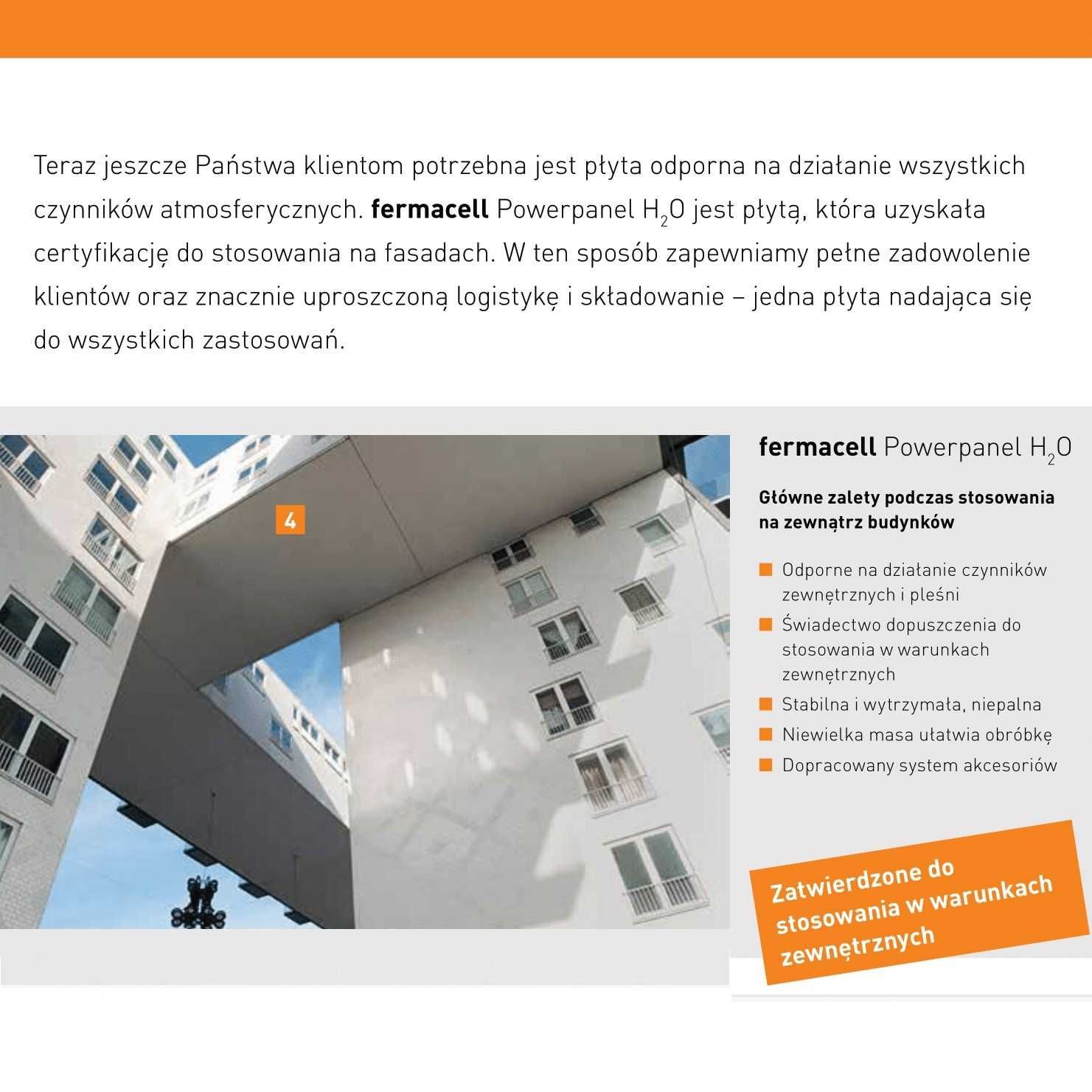 Płyta cementowo włóknowa FERMACELL POWERPANEL H2O płyty wodoodporne