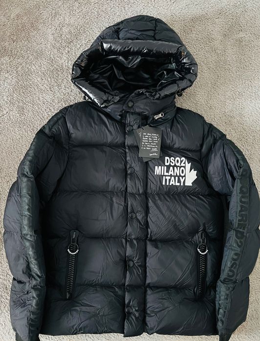 Nowa Dsquared2 DSQ2 Milano Czarna Zimowa Kurtka Oryginał