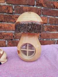 Lampka w kształcie grzybka drewno rękodzieło