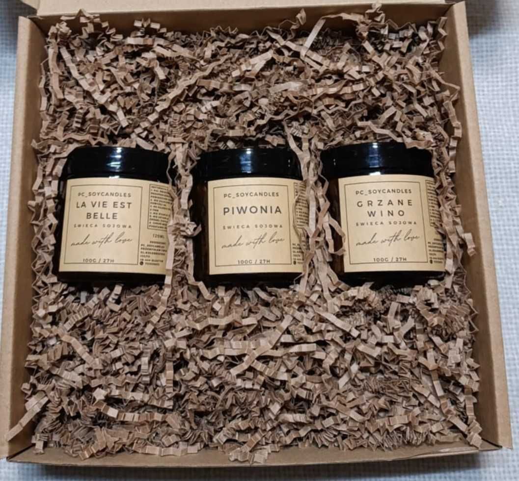 Zestaw Prezentowy Świece Sojowe Zapachowe 3x120ml Serce