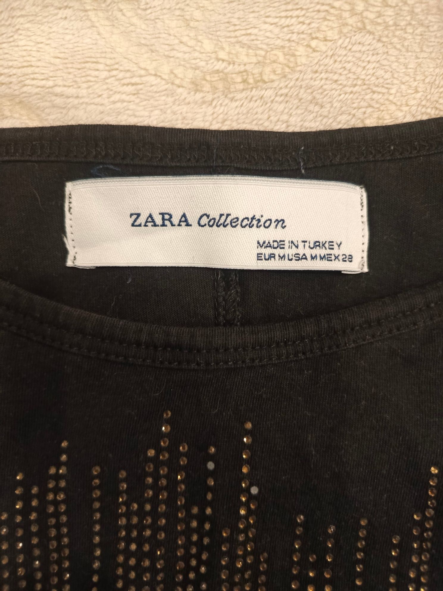 Elegancka czarna bluzka Zara z cekinami
