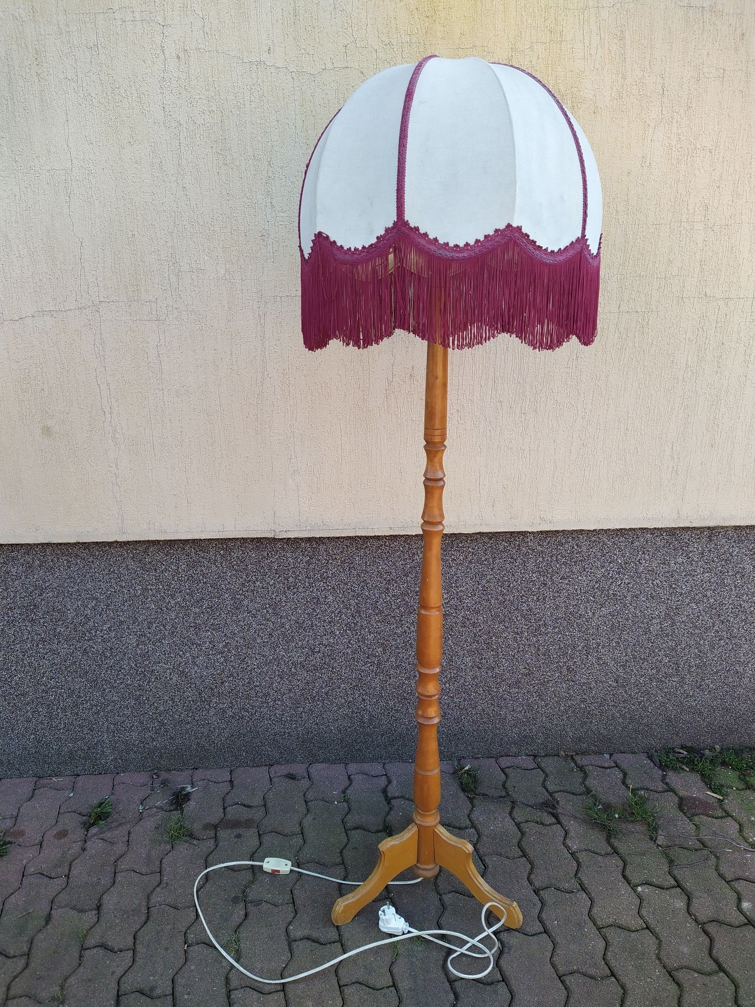 Lampa stojąca z abażurem retro vintage PRL