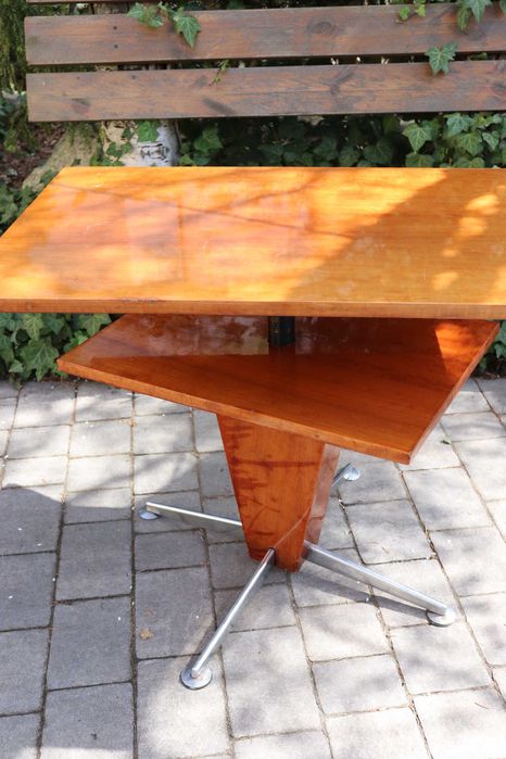 Zabytkowy stolik art deco, poziomowy, obracany blat, antyk, dowóz