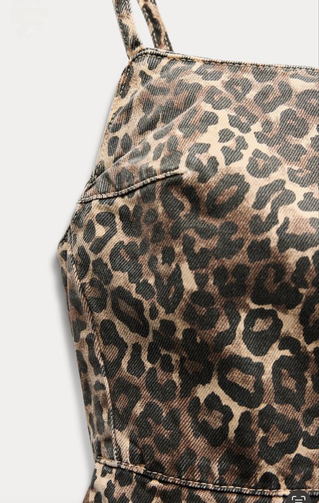 Стильний леопардовий джинсовий сарафан/сукня Zara. Лімітована колекція