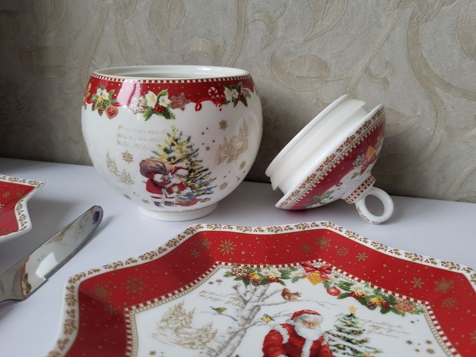 Новогодняя посуда рождество тарелки новорічний посуд