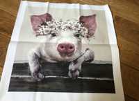 Obraz na płótnie świnka w wianku