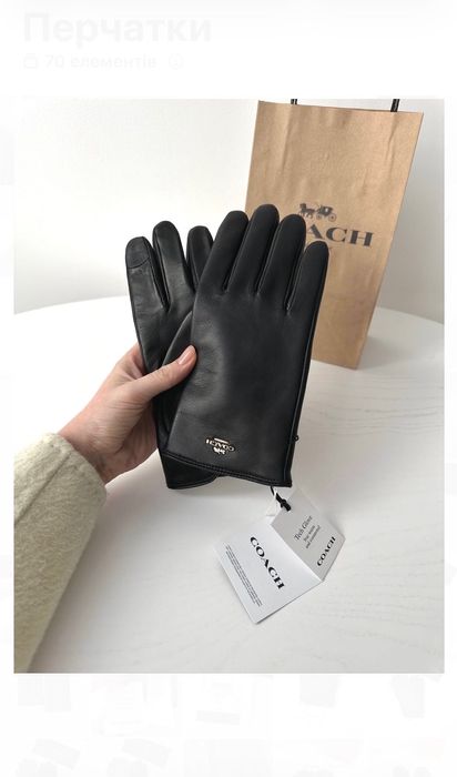 Женские кожаные перчатки на подарок девушке жене COACH Gloves оригинал