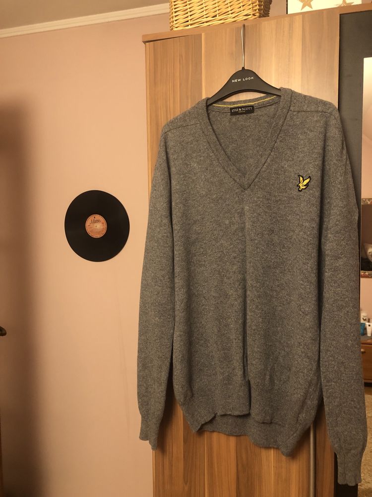 Wełniany szkocki sweter 100% wełna Woolmark XL Lyle&Scott