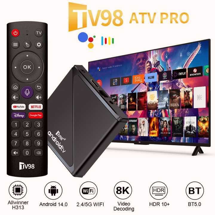 Cмарт приставка TV8 8K 4/64 Android 14 ATV SLIMBOX Пульт c голос