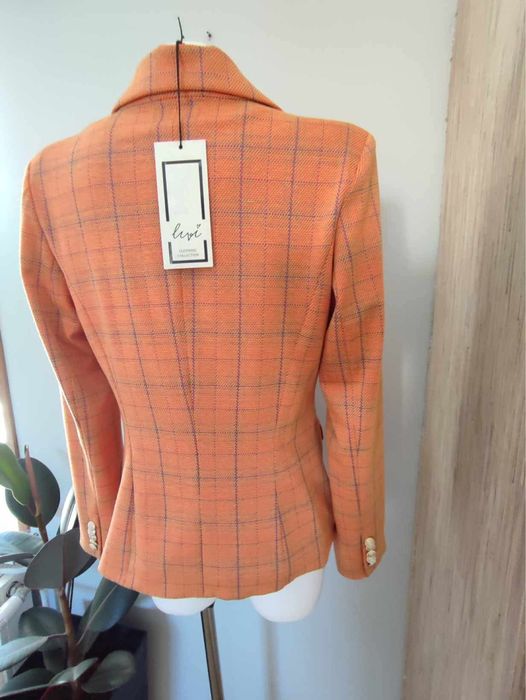 Marynarka damska pomarańczowa w kratkę, Livi, rozmiar  M/38