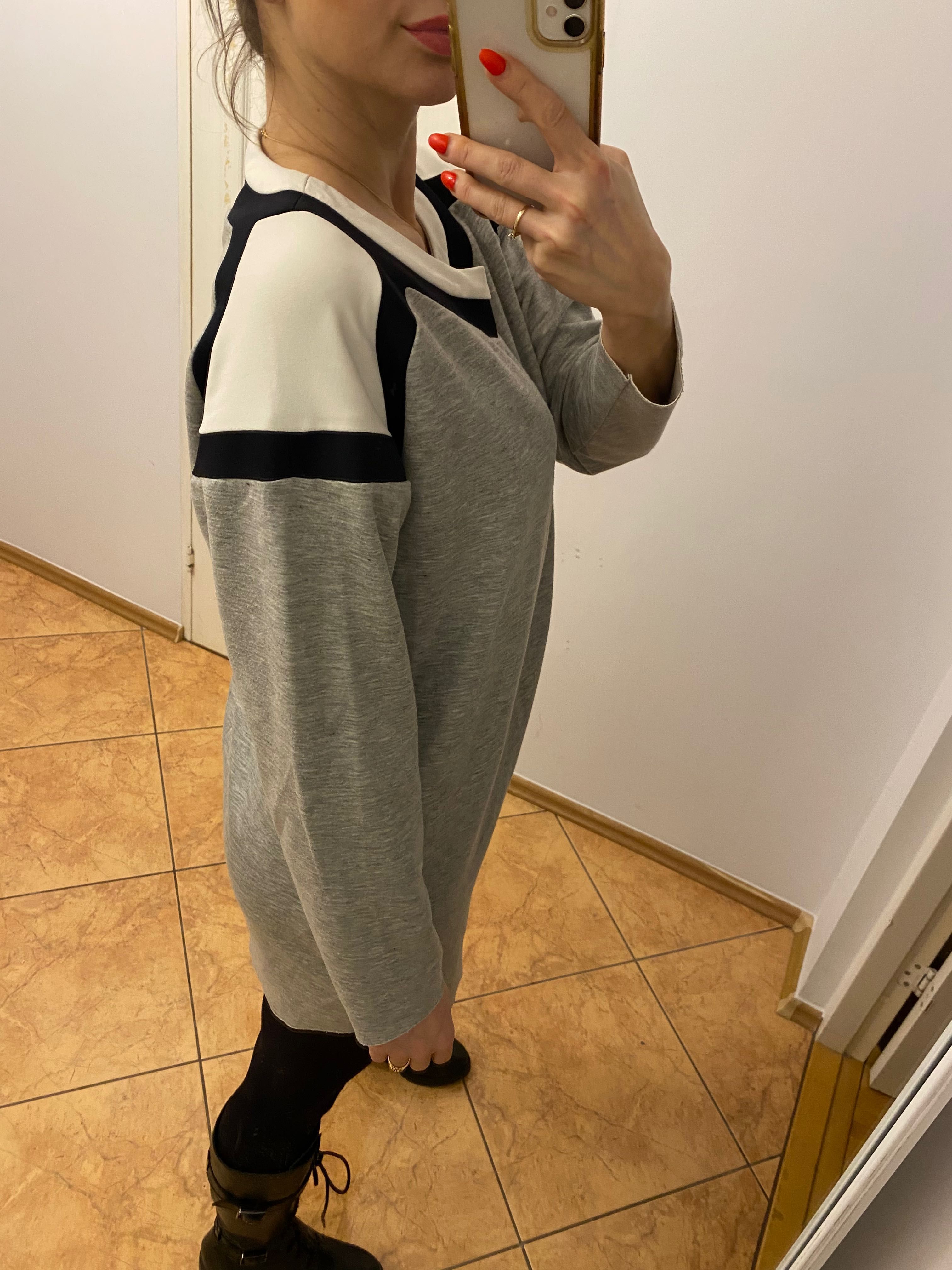 Zara basic sukienka oversize dresowa dres bawełna 36 S 38 M