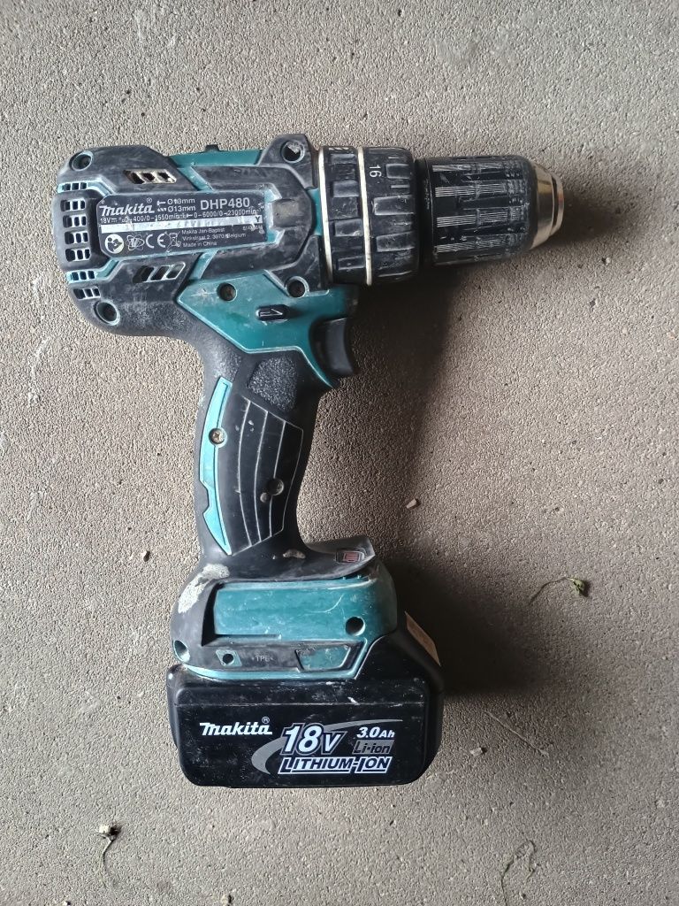 Wkrętarka z udarem Makita DHP 480 + Aku 18 V li-ion
