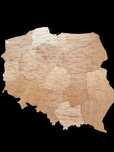 Drewniana nowa mapa Polski Winchester, województwa 160 cm, prezent