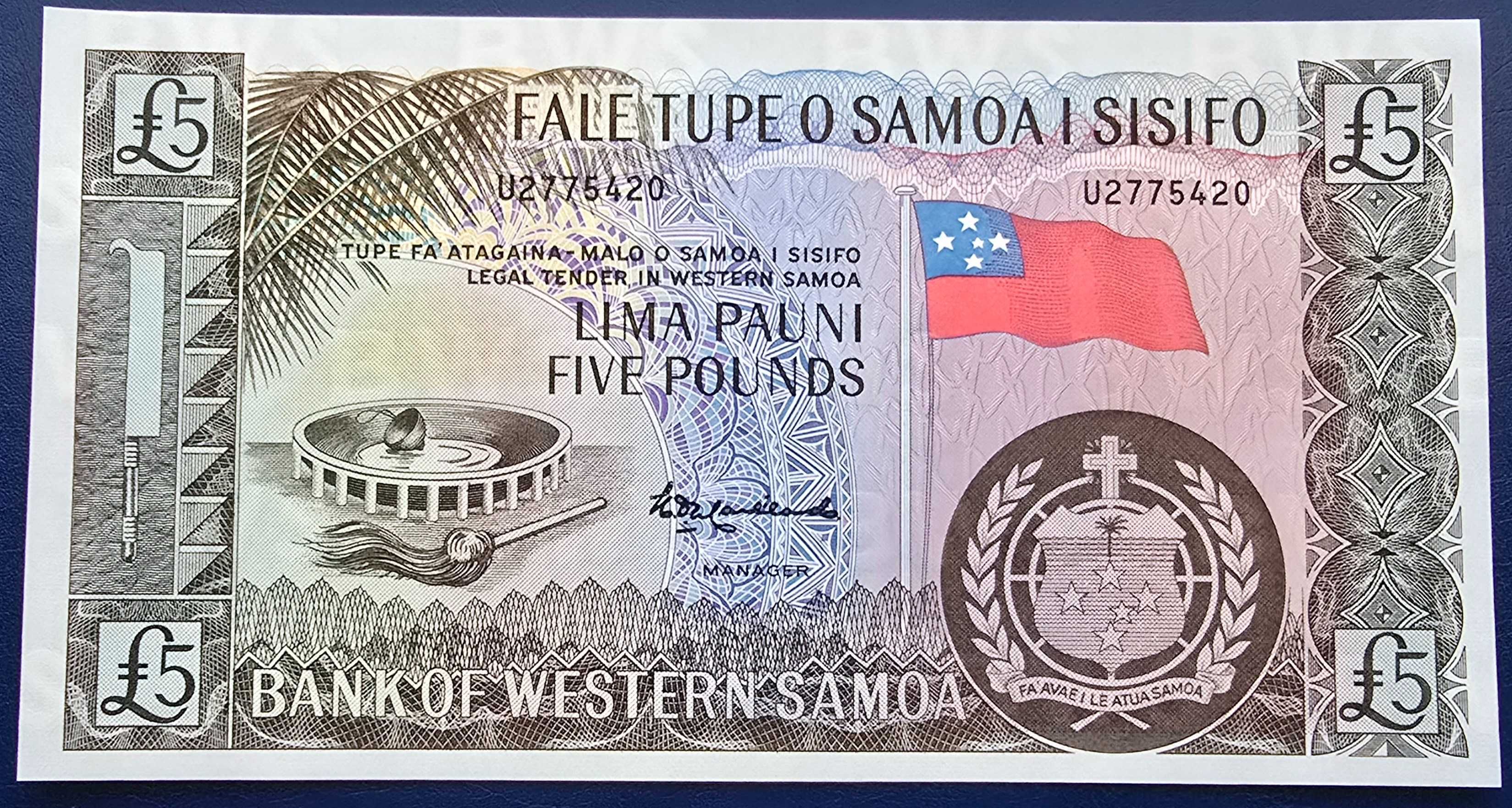 OKAZJA • Banknot 20£ pounds • 2000 rok • Samoa Zachodnie • stan UNC •