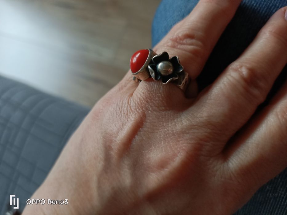 Pierścionek Kwiat Jabłoni / Koral Naturalny