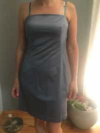 Sukienka damska atłasowa srebra-siwa rozmiar 36