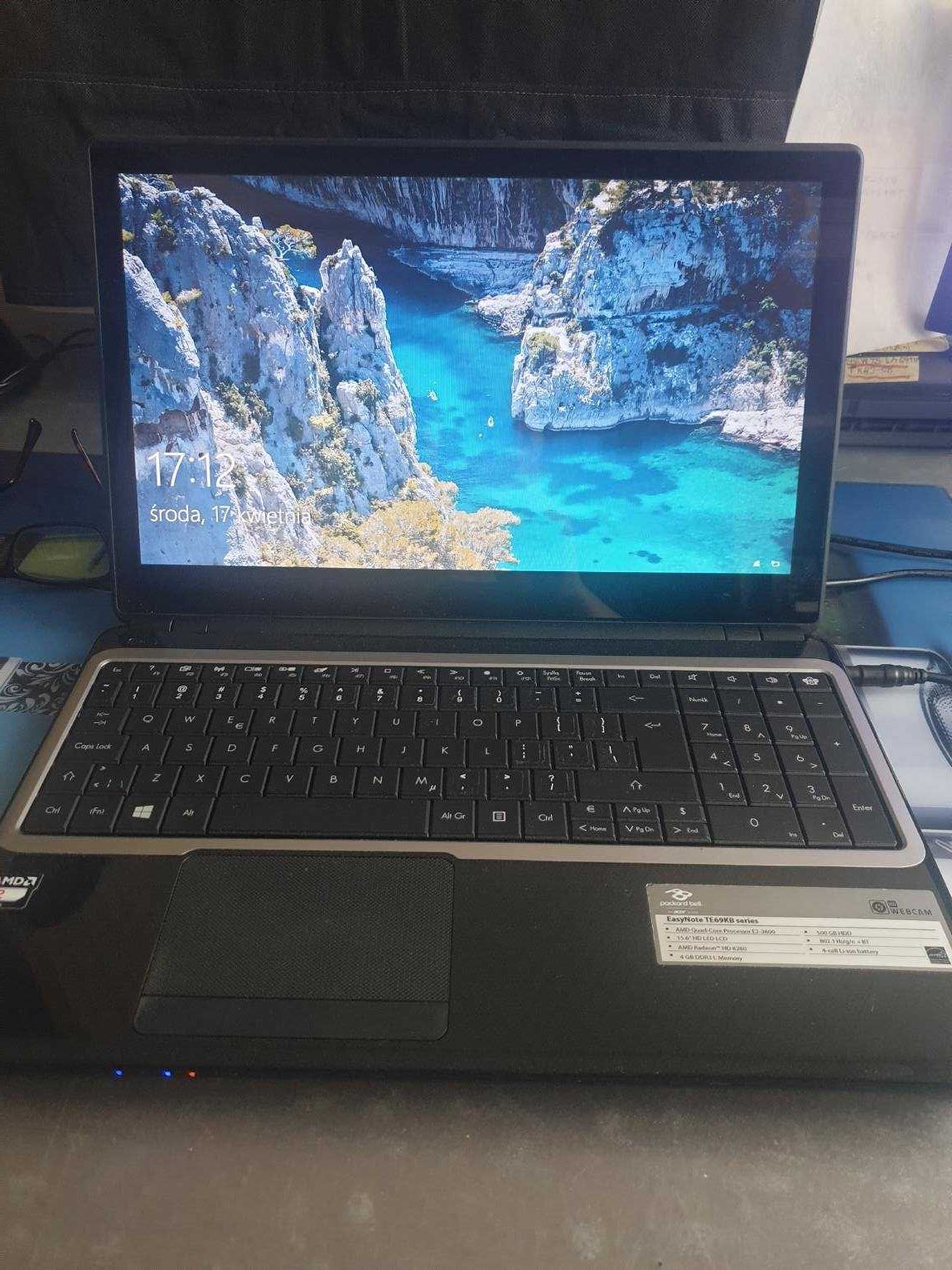 Packard Bell TE69KB Wind 10/AMD E1-2500/6/320/WiFi/Kam/Zasilacz