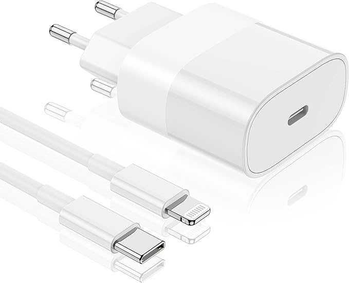 Ładowarka 20W do Apple iPhone + Kabel 2M USB-C  lighting, biała szybka